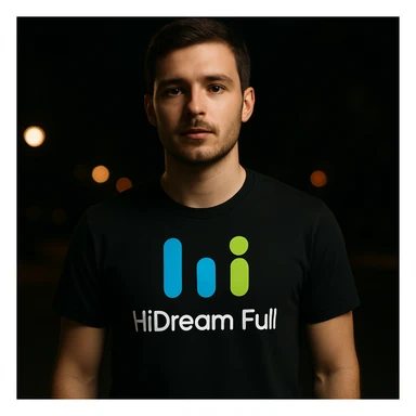 man wearing tshirt with this logo, dark night background with dim lights sticker