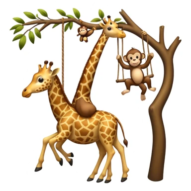 Giraffe swinging with a monkey sticker