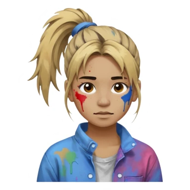 Artist with messy ponytail sticker