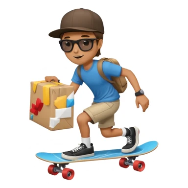 Man delivers package on skateboard  sticker