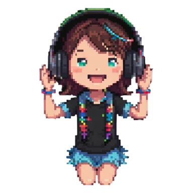 excited gamer girl in headphones sticker