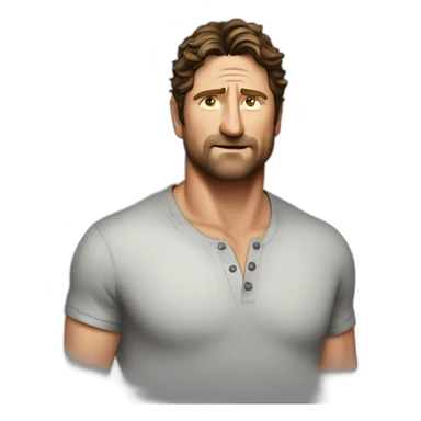 actor gerard butler cartoon wearing henley sticker