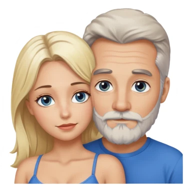 Cuddling Man with hazel eyes and gray beard smooching sexy  blonde blue-eyed  woman sticker