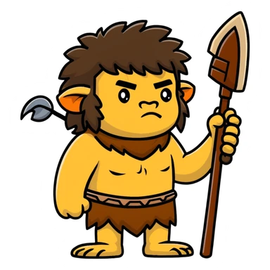 caveman with animal fur clothing and a club sticker