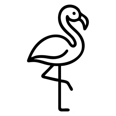 flamingo, outlined icon style, only black outlines, no fill, minimalistic, elegant curves sticker