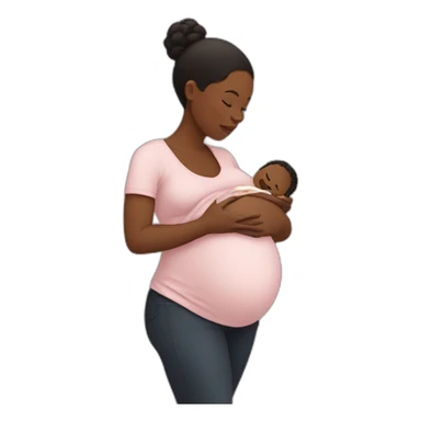 Black pregnant mom holding baby sticker