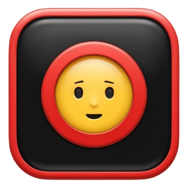 A black and red rectangle with a medium-sized yellow circle in the middle sticker