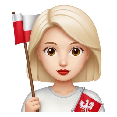 woman with Poland flag sticker