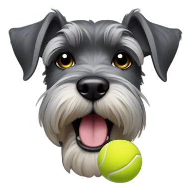 Schnauzer with small tennis ball in mouth sticker