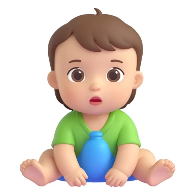 baby boy with brown hair, simple and cute sticker