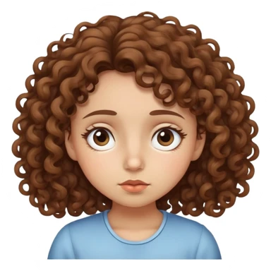Girl with curly brown hair and light skin with sleepy big eyes small nose  sticker