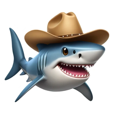 Shark with cowboy hat sticker