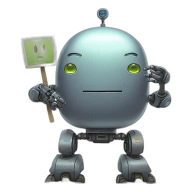 blob meow robot holding a sign saying "PD-Bot" sticker