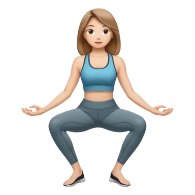 Beautiful woman with light brown shoulder length hair popping a squat without any weights sticker