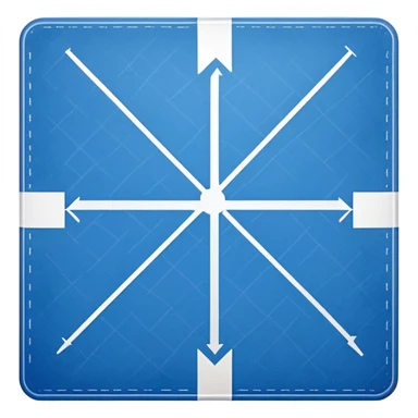 blue blueprint with white lines, X mark in the corner, and a dotted path to the X sticker