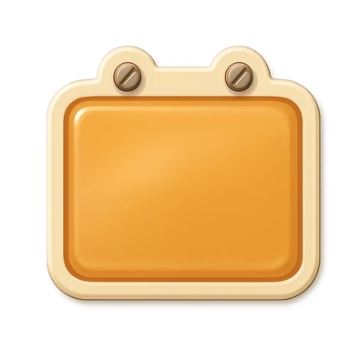 rectangular door sign with rounded corners, beige, flat, with light shadows and highlights, retro sticker style, two nails hammered at the top of the sign, transparent background sticker