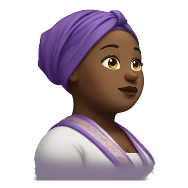 Dark Plus size woman praying with purple head wrap   sticker