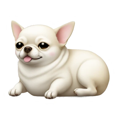 fat white chihuahua sleeping whole body sticker