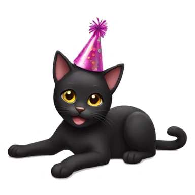 black cat with birthday hat sticker