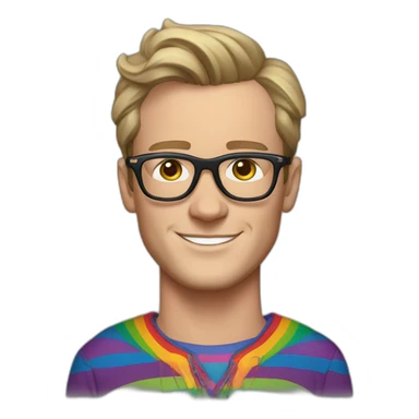 Jonathan Toews wearing glasses and rainbow clothes sticker