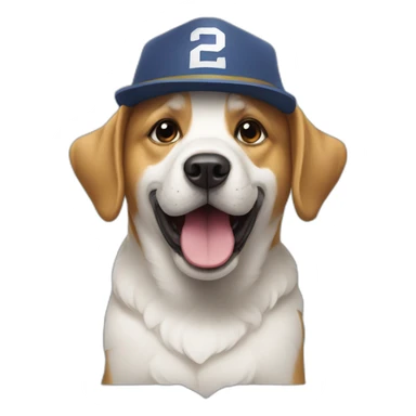 A dog in football cages is wearing a party’s hat sticker