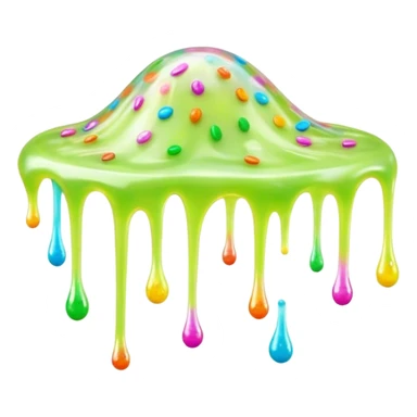 Cinematic Realistic Clear Slime Mixed with Sprinkles, ultra-transparent with suspended colorful candy-like specks, light refracting through each tiny piece, soft gelatinous texture catching highlights, stretching and bending in a mesmerizing way, glowing with a magical, almost surreal quality. sticker