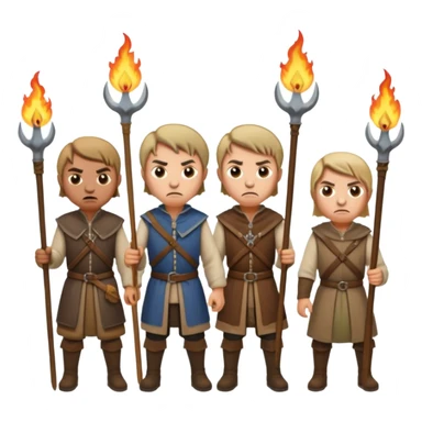 les villageois qui certains ont des fourches + torches (pas des fourches enflammer!) sapé en moyen age sticker