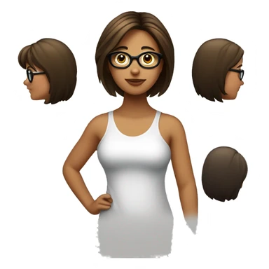 une fille avec les cheveux brun vers l'arriere et avec des lunette ronde noir sticker