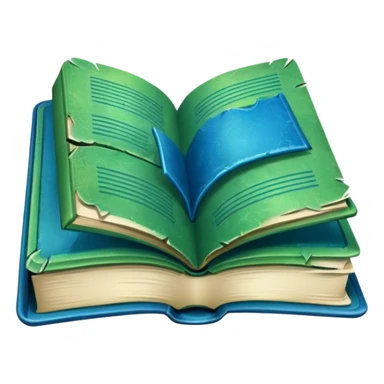 green and blue book with an abstract symbol on it sticker
