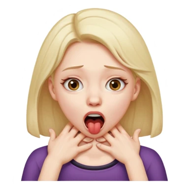 girl with two hands on her neck choking with mouth open and eyes crazy sticker