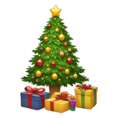 Christmas decorated tree and gifts sticker