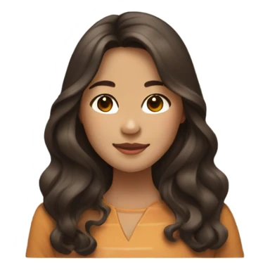 caramel skin asian girl with long dark brown medium wavy hair with middle part sticker