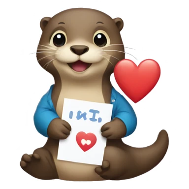 Otter holding an I Love You sign sticker
