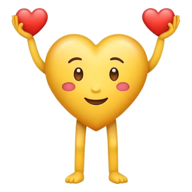 Heart eyes emoji standing up on two legs holding up a heart  sticker