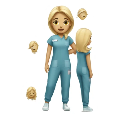 Girl with blonde hair full body wear scrubs sticker