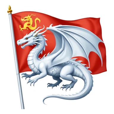 Create a flag with a red background and a white dragon like the red dragon of the welsh flag sticker