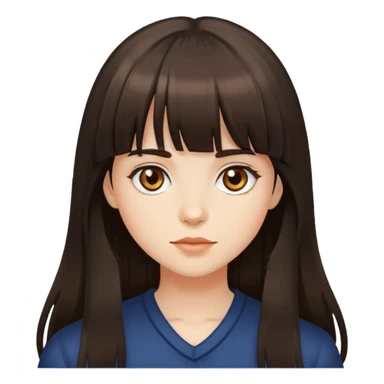 Girl with long dark brown hair with bangs and hazel eyes  sticker