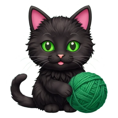 happy black cat playing with small ball of wool sticker