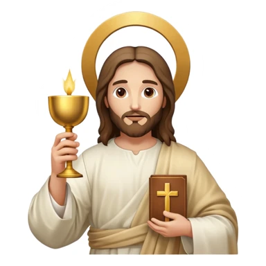 Jesus holding the Eucharist and chalice, celebrating mass sticker