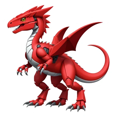  Cool Edgy Red Digimon-Fakemon-Guilmon-Velociraptor-Dragon-Mecha full body  sticker
