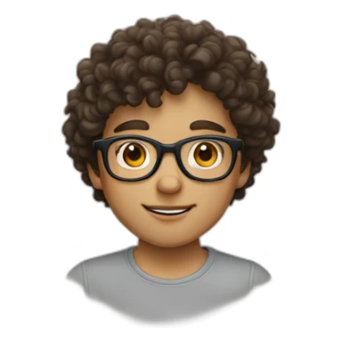 Brunnette curly boy with round glasses sticker