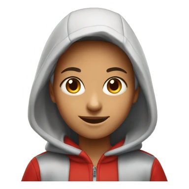 smiling girl in red hoodie sticker