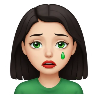 Девушка с темными волосами, пухлыми губами, с зелеными глазами плачет sticker