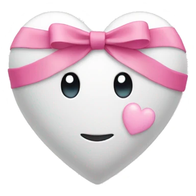 White heart with pink bow  sticker