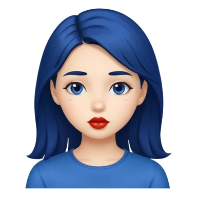 Realistic girl face with kises on her face with blue dark hair sticker