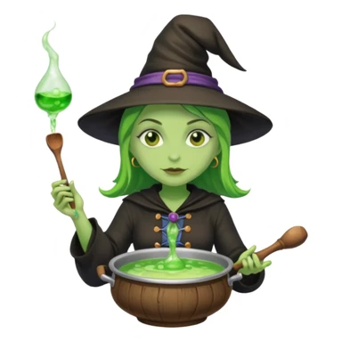 green witch cooking potion sticker