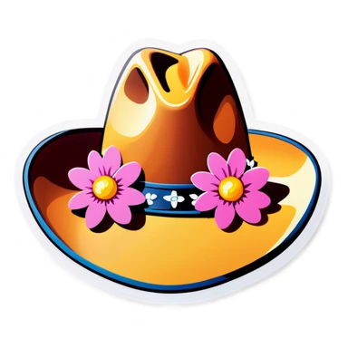 Cowgirl hat with flowers sticker