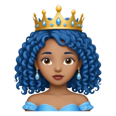 black girl blue long curlly hair princess  sticker