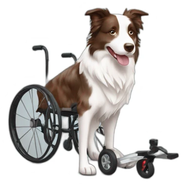 white and brown red merle border collie in wheel chair sticker