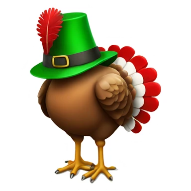 Turkey wearing red and white sweater with green top hat sticker